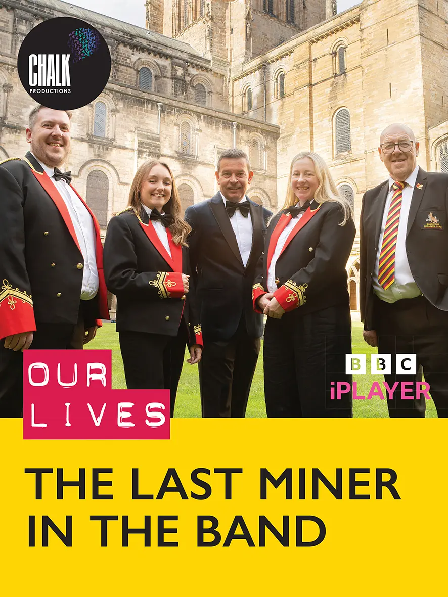 Behind the scenes on The Last Miner in the Band, a Chalk Productions documentary about a Durham colliery brass band